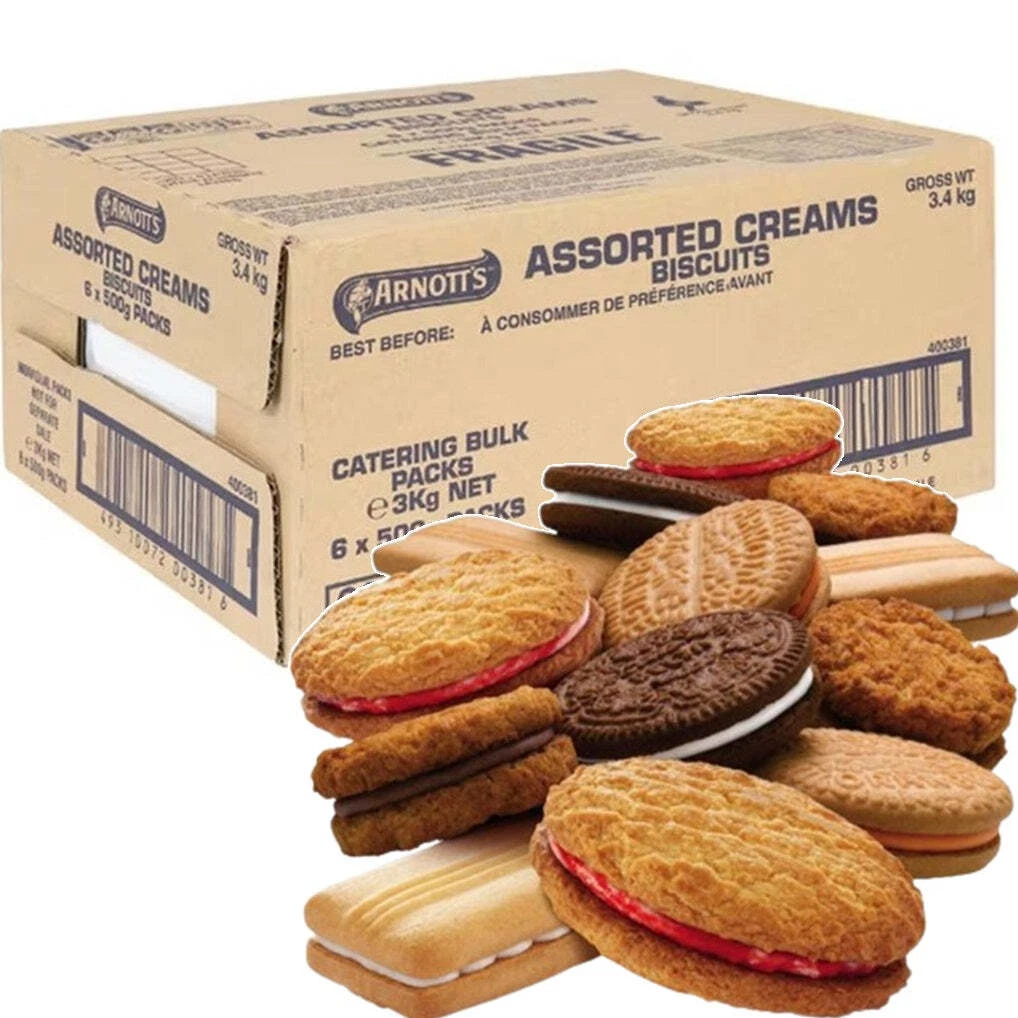 s-l1600 NEW Arnotts Biscuits Assorted Creams 6x500g 3kg Carton Bulk Box - Image 1